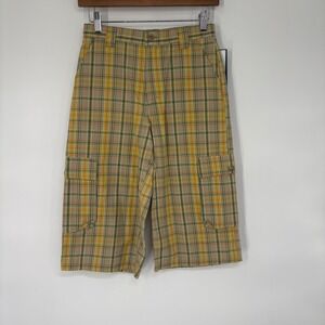 Hartstrings Boys Plaid Cargo Shorts Green Yellow Orange Size 12 NWT‎